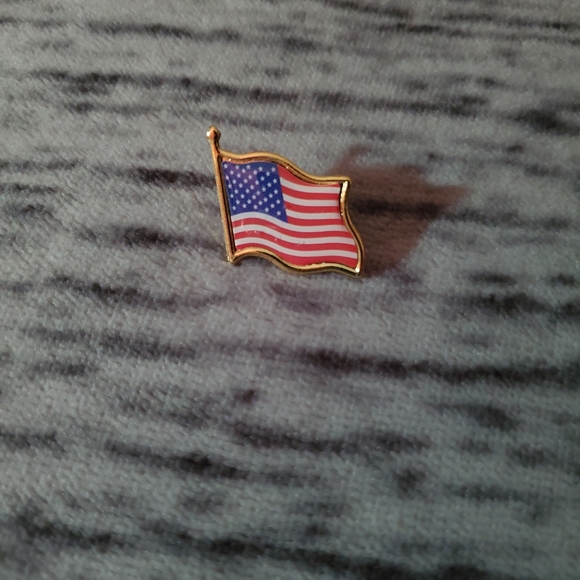 Brass & Enamel Wavy American Flag Lapel Pin - Picture 3 of 6